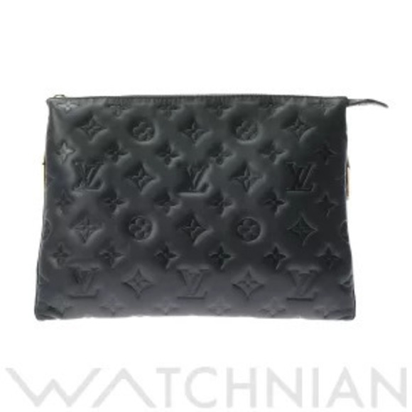 Louis Vuitton Lambskin Embossed Monogram Coussin MM Black  Louis Vuitton Monogram Coussin Noir Black Lambskin Leather Shoulder Bag